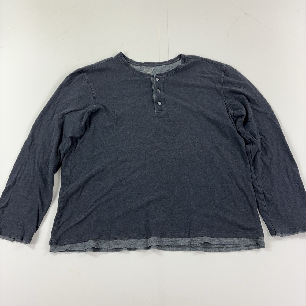 Vince Mens XL Gray Long Sleeve Henley Pima Cotton Jersey Tee Shirt RN108730